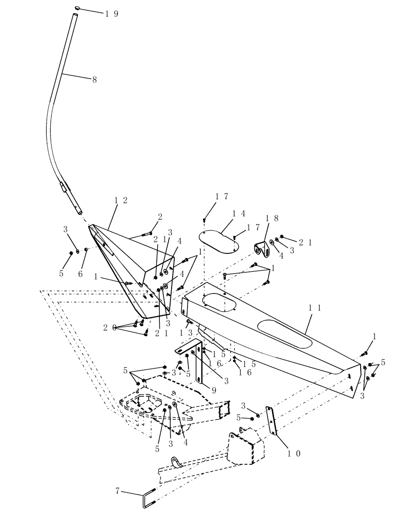 Схема запчастей Case IH DHX181 - (1.05[1]) - CROP DEFLECTOR, LH DRIVE, PRIOR TO PIN K01 2002 (12) - MAIN FRAME