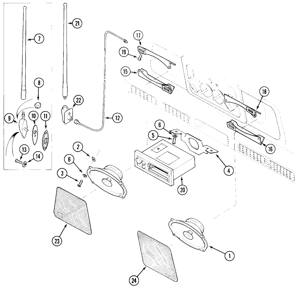 Схема запчастей Case IH 5240 - (9-108) - CAB, RADIO SPEAKERS AND ANTENNA (09) - CHASSIS/ATTACHMENTS