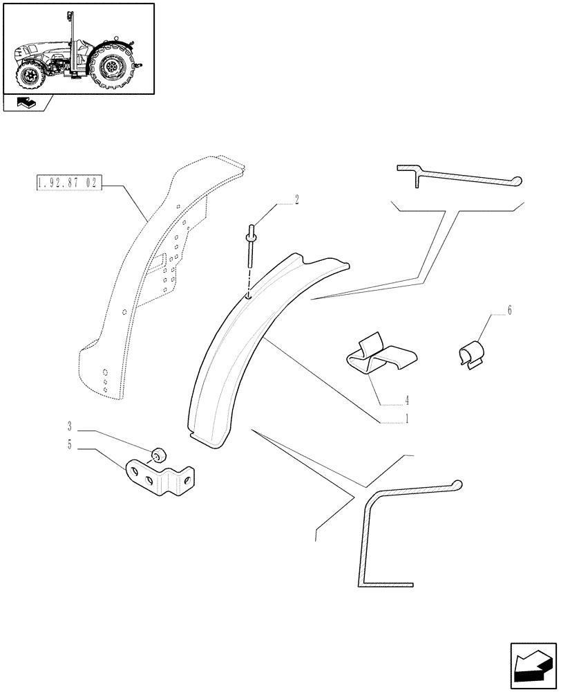 Схема запчастей Case IH FARMALL 75N - (1.92.87/08) - REAR MUDGUARDS IN MID POSITION WITH FLAT TYPE SIDE EXTENSIONS - EXTENSIONS - L/CAB (VAR.333869) (10) - OPERATORS PLATFORM/CAB