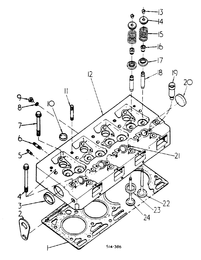 Схема запчастей Case IH 784 - (12-35) - POWER, CYLINDER HEAD, VALVES AND STUDS Power