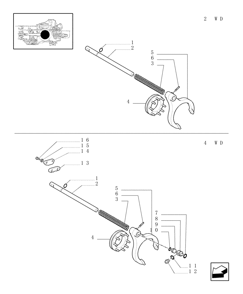 Схема запчастей Case IH JX70U - (1.32.6[01]) - DIFFERENTIAL LOCK - RODS & FORKS (03) - TRANSMISSION