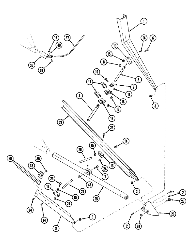 Схема запчастей Case IH 1020 - (9D-20) - WING DIVIDERS AND ROD DIVIDERS (09) - CHASSIS/ATTACHMENTS