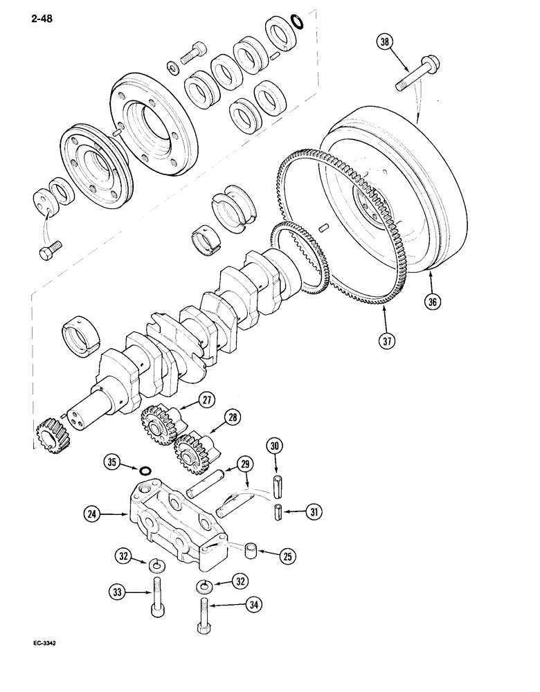 Схема запчастей Case IH 995 - (2-48) - CRANKSHAFT BALANCER (02) - ENGINE