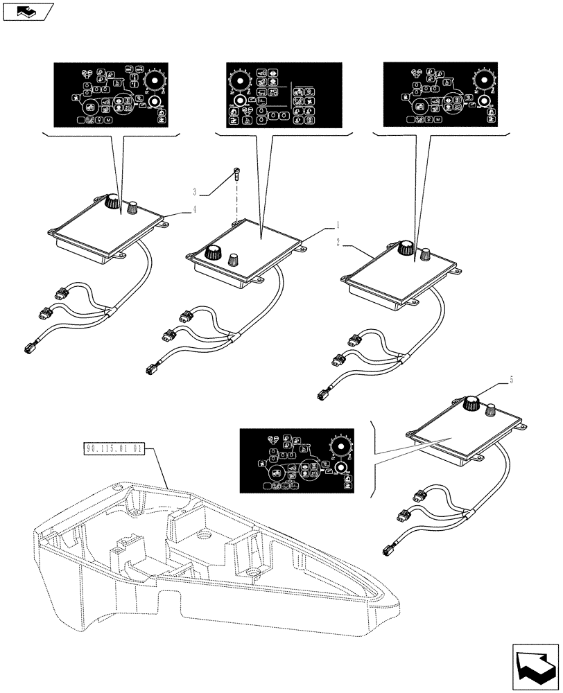 Схема запчастей Case IH PUMA 200 - (55.512.05[02]) - ARMREST CONTROL UNIT - INTEGRATED CONTROL PANEL (55) - ELECTRICAL SYSTEMS