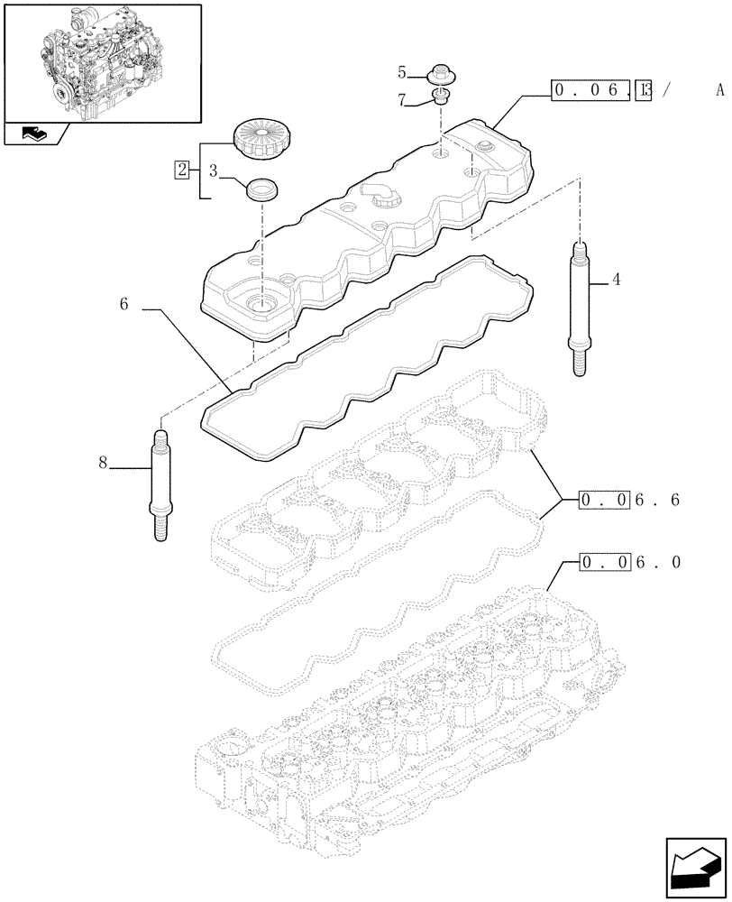 Схема запчастей Case IH PUMA 155 - (0.06.3) - CYLINDER HEAD COVERS (01) - ENGINE