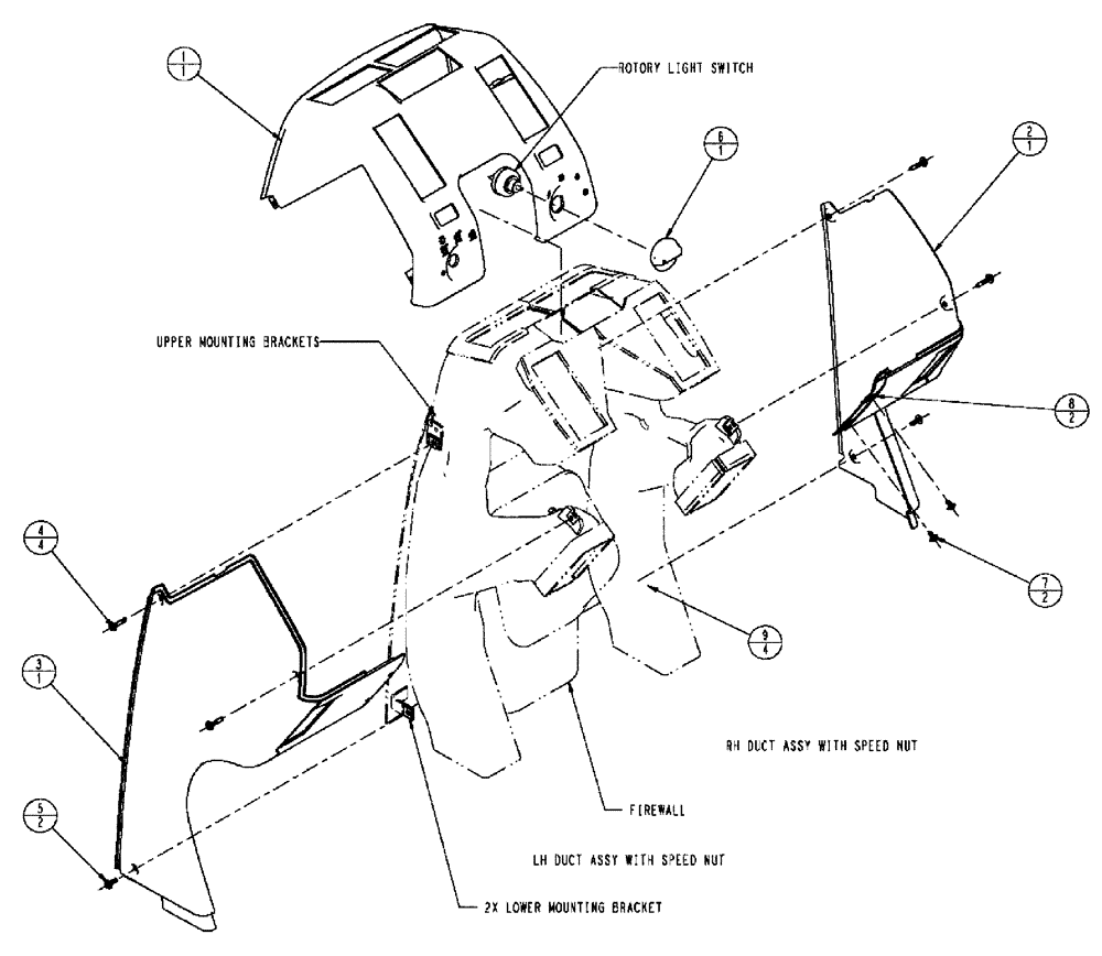 Схема запчастей Case IH SPX3320 - (01-001) - FRONT CONSOLE, PACKAGE Cab Interior