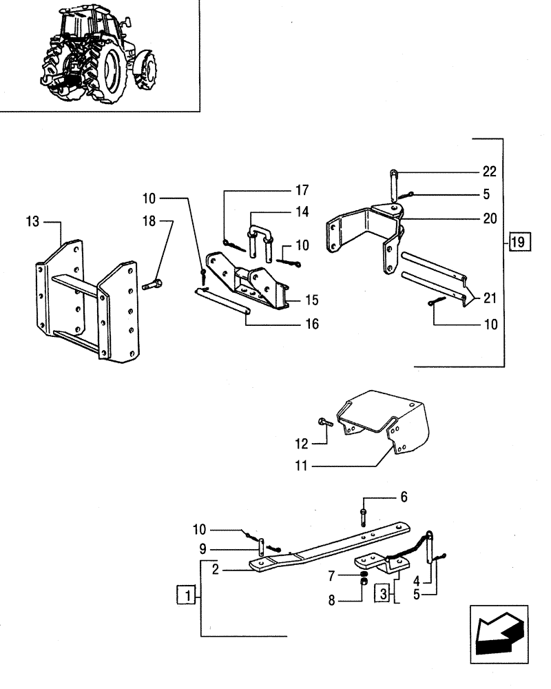 Схема запчастей Case IH JX85 - (1.89.5) - (VAR.955) SUPPORT, MOBILE BAR AND HITCH (HOLE DIAMETER 29-33 MM) - TYPE C (09) - IMPLEMENT LIFT