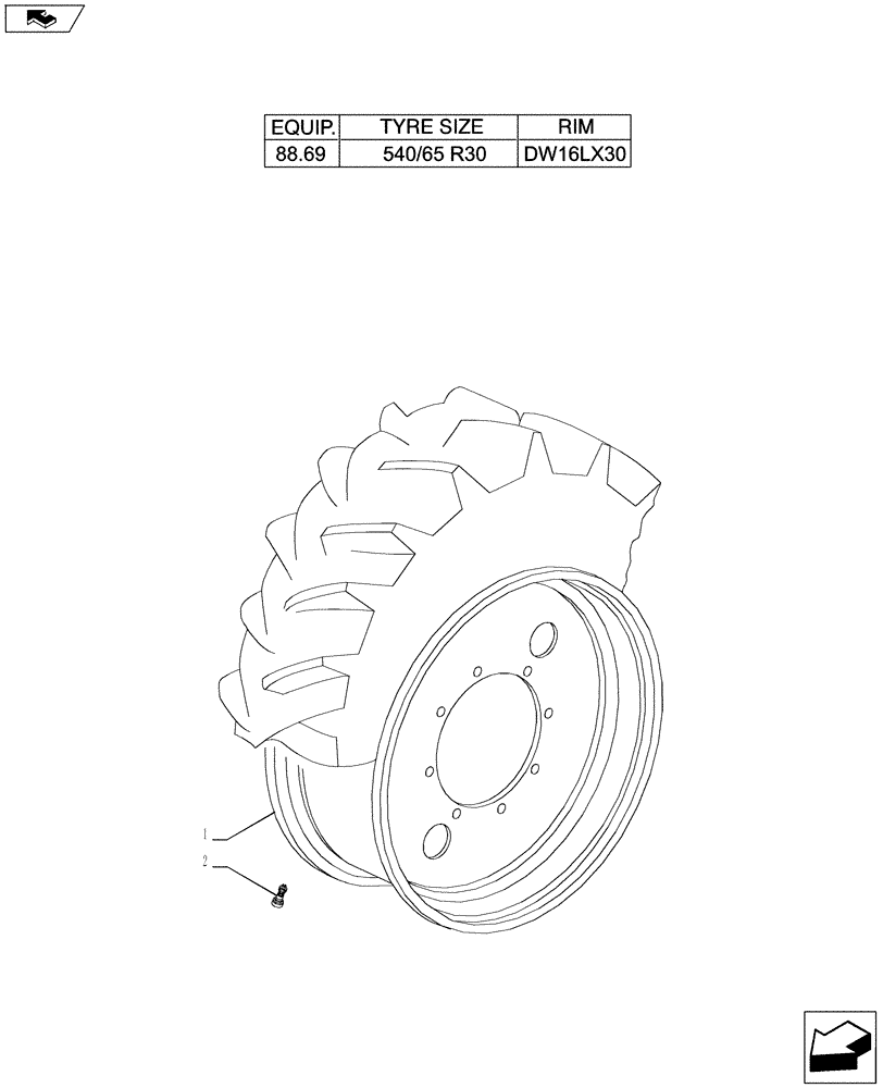 Схема запчастей Case IH PUMA 170 - (44.511.02[04]) - 4WD FRONT WHEELS (44) - WHEELS