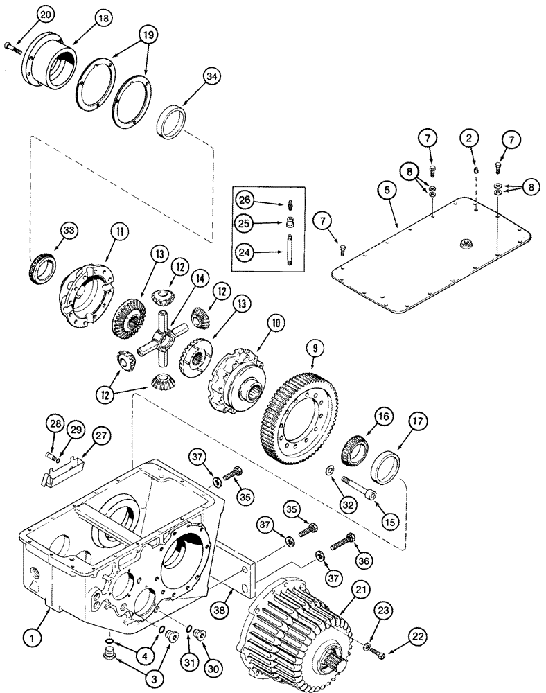 Схема запчастей Case IH CPX620 - (06-16) - TRANSMISSION ASSY - HOUSING AND DIFFERENTIAL (03) - POWER TRAIN