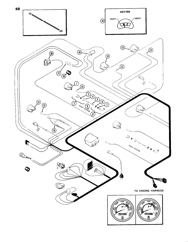 Схема запчастей Case IH 870 - (088) - INSTRUMENTS AND WIRING, (336B) DIESEL ENGINE (04) - ELECTRICAL SYSTEMS