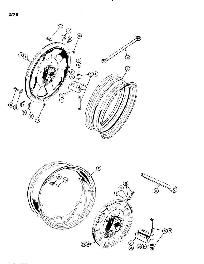 Схема запчастей Case IH 730 SERIES - (276) - REAR WHEELS, 730 GEN. PURPOSE, STANDARD MANUAL ADJUSTABLE (06) - POWER TRAIN