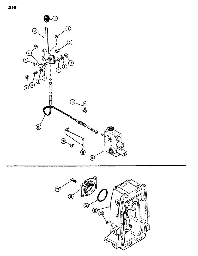 Схема запчастей Case IH 970 - (216) - P.T.O. CONTROL LINKAGE (06) - POWER TRAIN