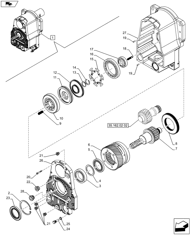 Схема запчастей Case IH PUMA 200 - (35.162.02[03]) - FRONT HPL WITH PTO - PTO CLUTCH - BREAKDOWN (VAR.743482-743484-743486 / 743666) (35) - HYDRAULIC SYSTEMS