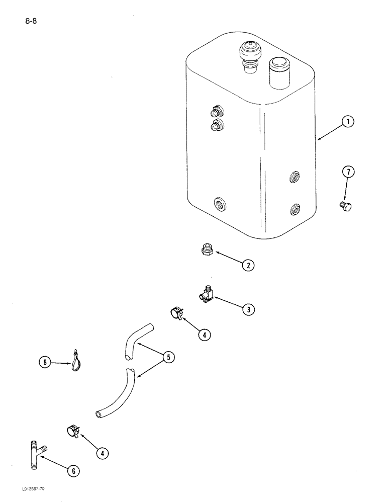 Схема запчастей Case IH 1680 - (8-008) - HYDRAULIC RESERVOIR DRAIN, P.I.N. JJC0047918 AND AFTER (07) - HYDRAULICS