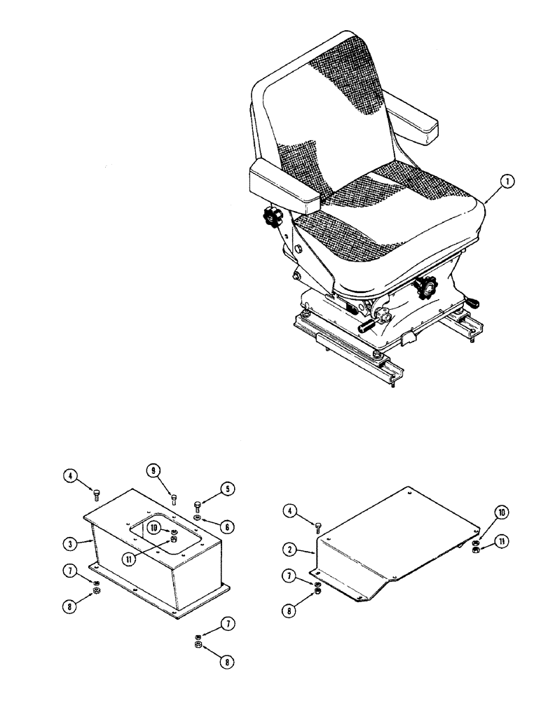 Схема запчастей Case IH 2470 - (442) - SEAT CONVERSION ATTACHMENT, STANDARD SEAT TO DELUXE SWIVEL SEAT (09) - CHASSIS/ATTACHMENTS