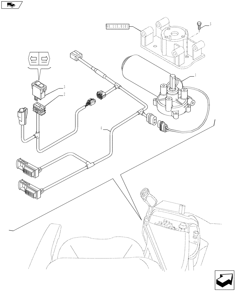 Схема запчастей Case IH PUMA 200 - (55.512.04) - ARMREST ELECTRONIC ADJUSTMENT CONTROL (55) - ELECTRICAL SYSTEMS