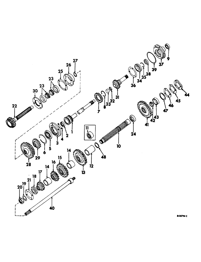 Схема запчастей Case IH 1206 - (B-03) - POWER TRAIN, SPEED TRANSMISSION AND POWER TAKE-OFF DRIVE, IN CLUTCH HOUSING (03) - POWER TRAIN