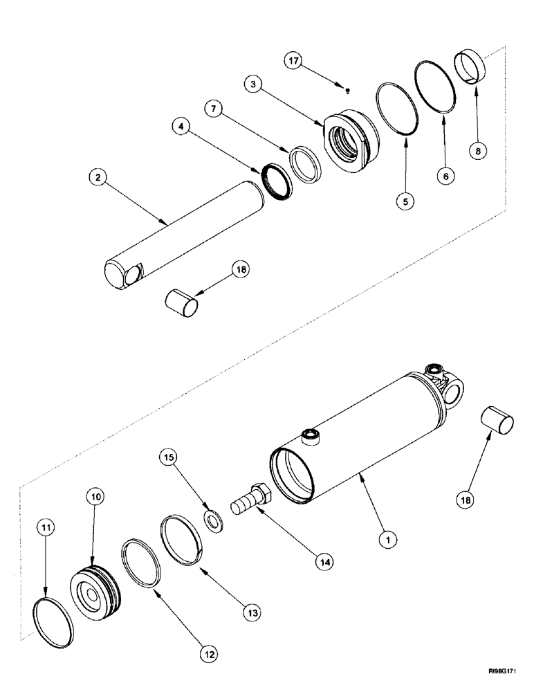 Схема запчастей Case IH MX270 - (8-064) - CYLINDER ASSEMBLY, HITCH (08) - HYDRAULICS