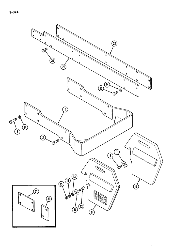 Схема запчастей Case IH 2094 - (9-374) - WEIGHT SUPPORT FRAME AND SIDE RAILS (09) - CHASSIS/ATTACHMENTS