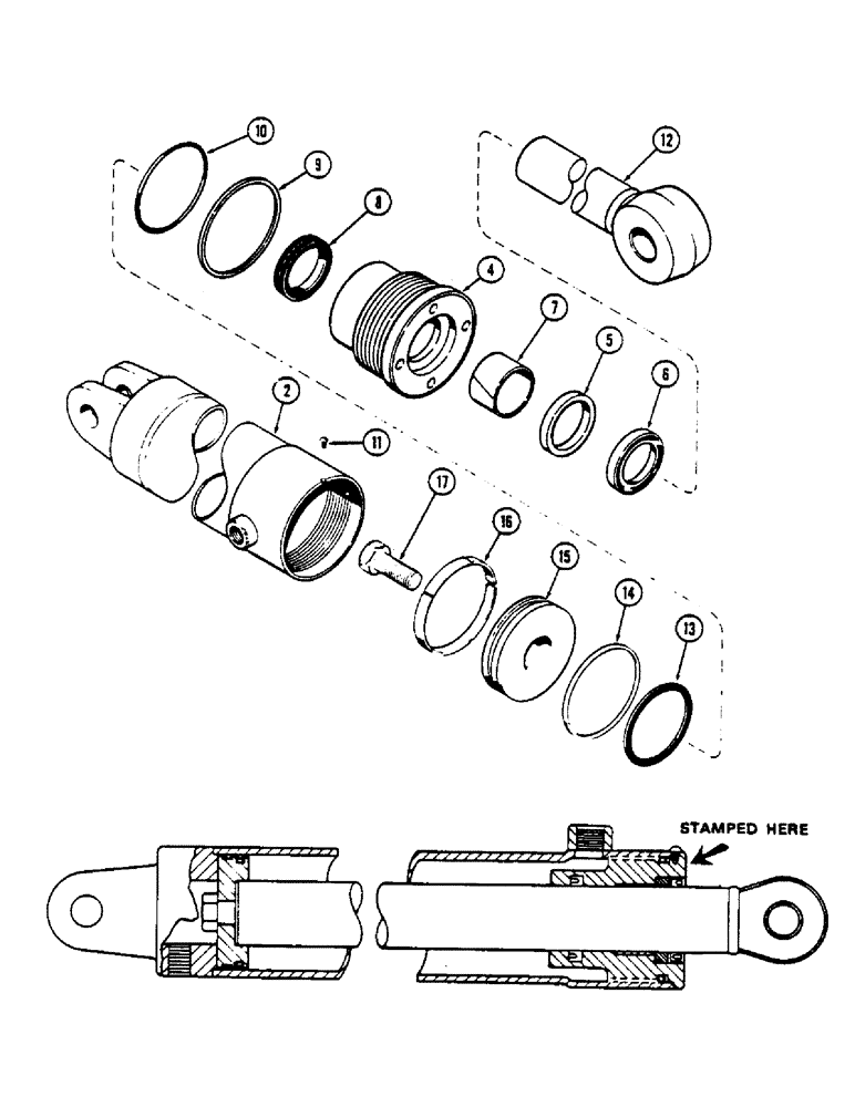 Схема запчастей Case IH 2670 - (384) - G33943 LIFT ARM CYLINDER ASSEMBLY, 4 INCH DIAMETER CYLINDER WITH 9-27/32 INCH STROKE (08) - HYDRAULICS