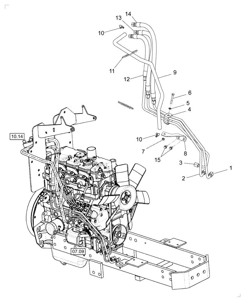 Схема запчастей Case IH FARMALL 45 - (04.03) - POWER STEERING HOSES (04) - FRONT AXLE & STEERING