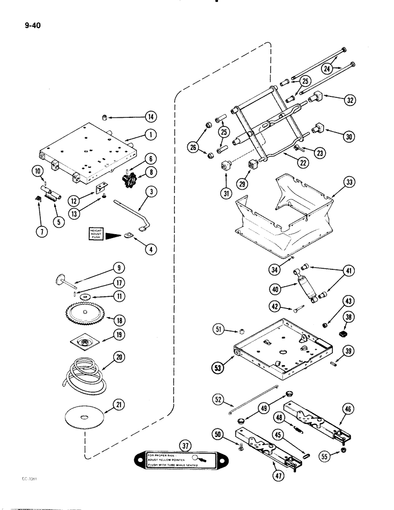 Схема запчастей Case IH 2096 - (9-040) - CLOTH SEAT, WITH ISOLATOR (09) - CHASSIS/ATTACHMENTS