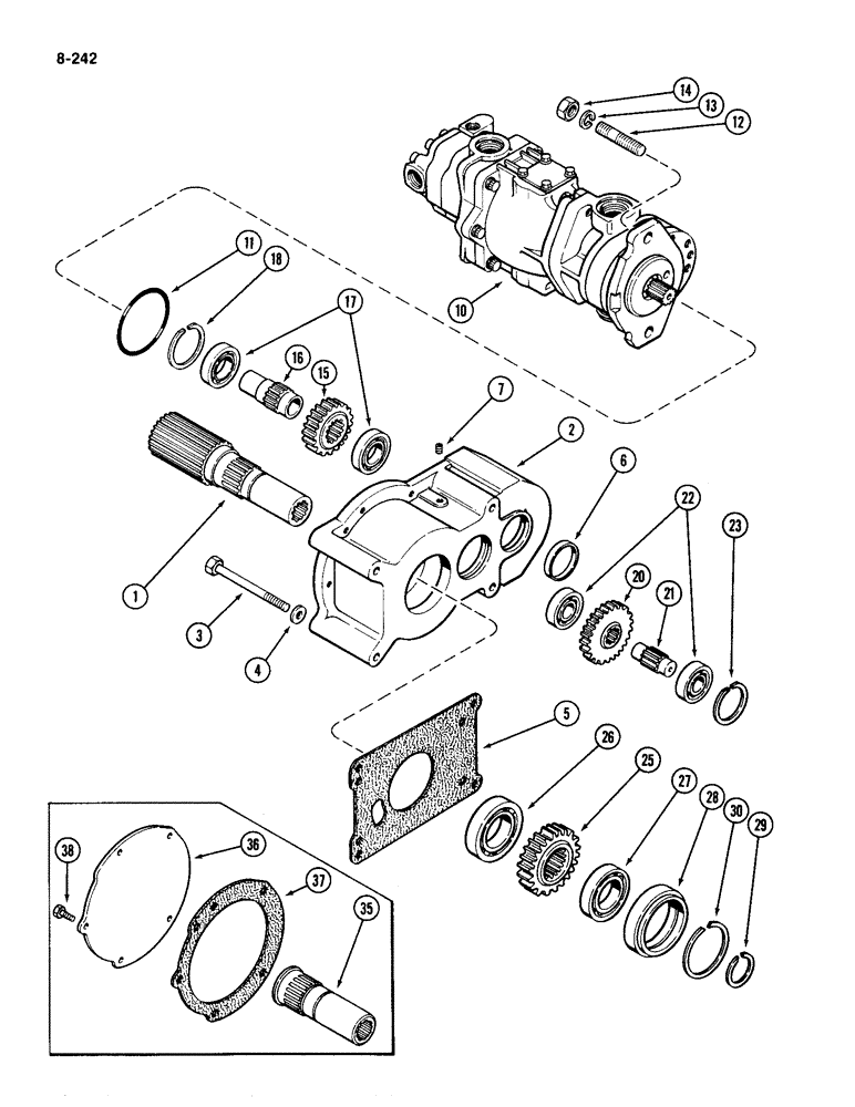 Схема запчастей Case IH 4490 - (8-242) - HYDRAULIC PUMP DRIVE (08) - HYDRAULICS