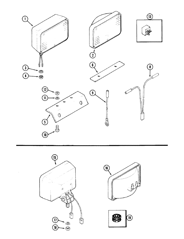 Схема запчастей Case IH 2594 - (4-56) - FLOOD LAMP ATTACHMENT, LOWER FRONT (04) - ELECTRICAL SYSTEMS