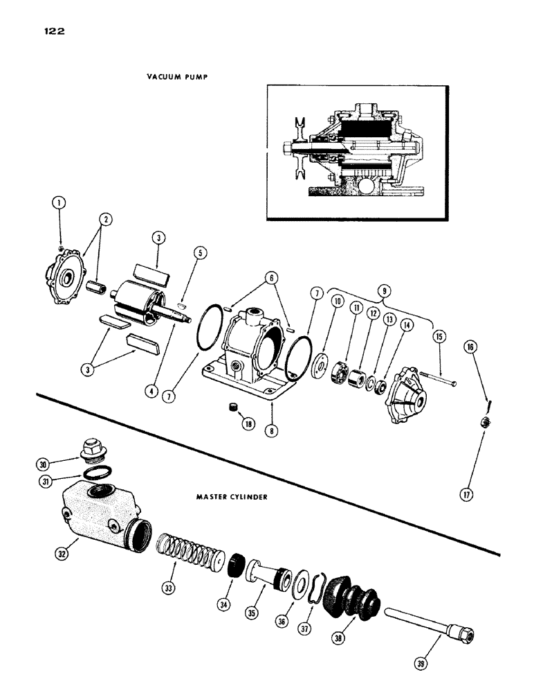 Схема запчастей Case IH 1200 - (122) - VACUUM PUMP (07) - BRAKES