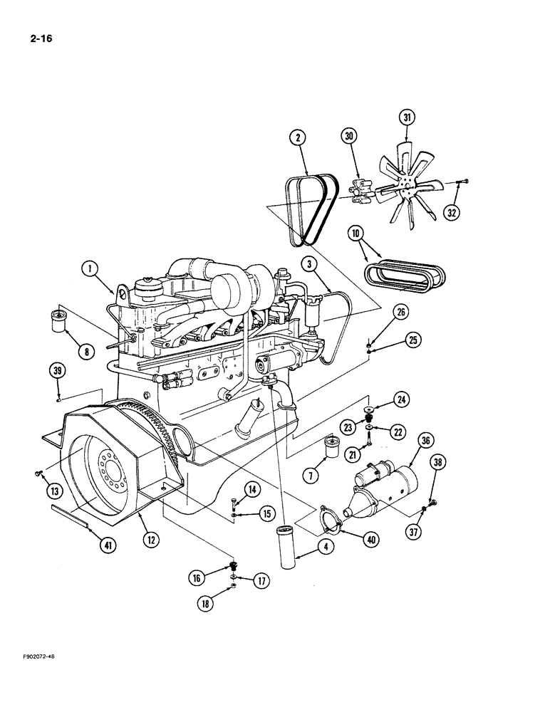 Схема запчастей Case IH 9280 - (2-16) - ENGINE MOUNTING AND ATTACHING PARTS (02) - ENGINE