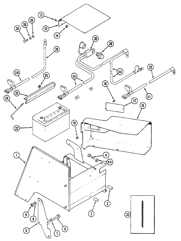 Схема запчастей Case IH 7230 - (4-026) - BATTERY, BATTERY BOX AND CABLES (POST-TYPE CABLES) (04) - ELECTRICAL SYSTEMS