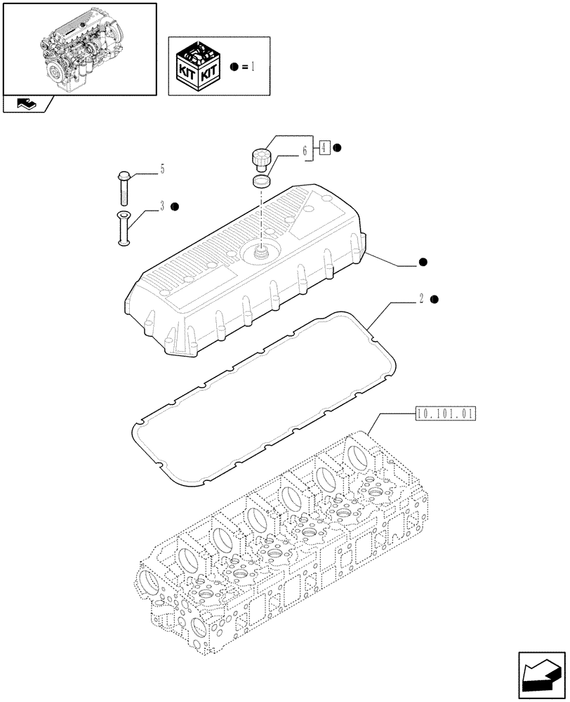 Схема запчастей Case IH F3CE0684F E001 - (10.101.02) - HEAD COVER (504041319) (01) - ENGINE