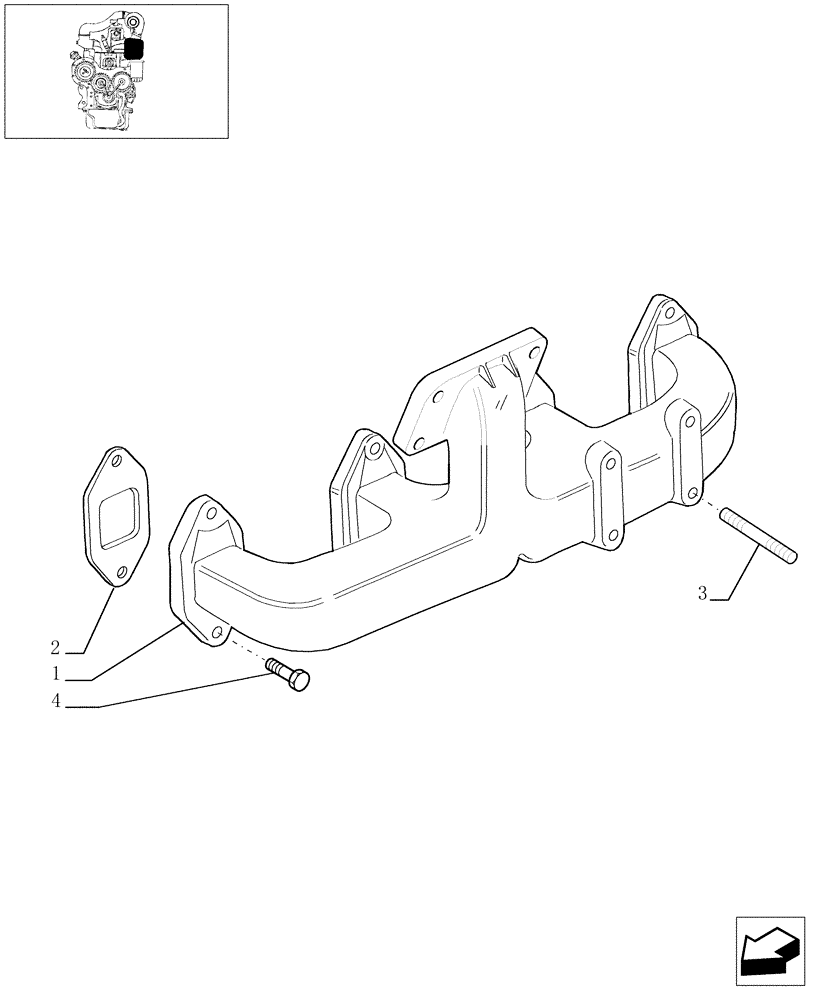 Схема запчастей Case IH JX1095N - (0.07.6) - EXHAUST MANIFOLD (01) - ENGINE