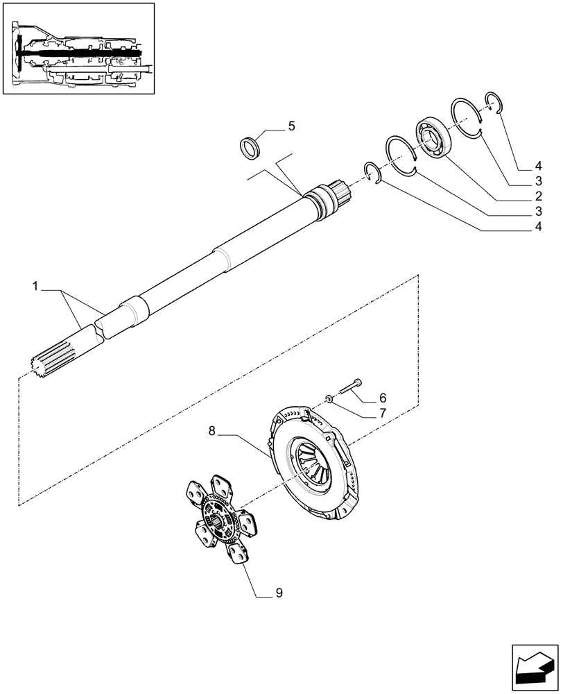 Схема запчастей Case IH MAXXUM 110 - (1.25.3) - TRANSMISSION 12X12 - CLUTCH AND INPUT SHAFT (STD + VAR.330293) (03) - TRANSMISSION