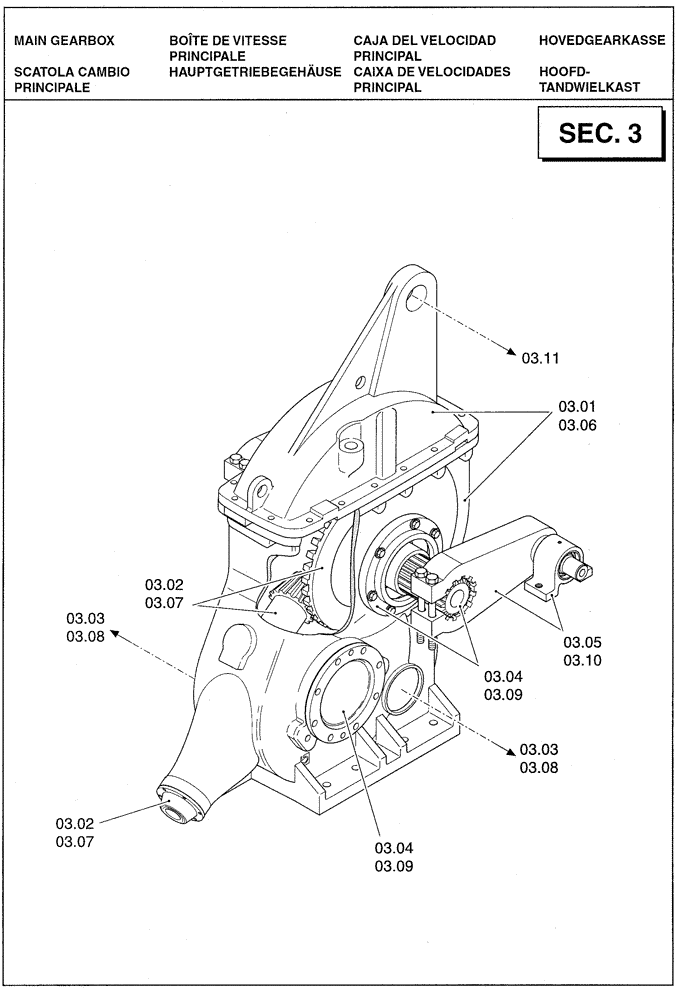 Схема запчастей Case IH LBX431R - (03.00[01]) - SECTION LIST 3 - MAIN GEARBOX (03) - MAIN GEARBOX