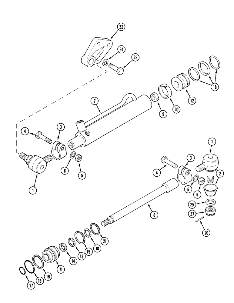 Схема запчастей Case IH 1394 - (5-140) - STEERING CYLINDER ASSEMBLY - MFD, VEGETABLE SPECIAL PRIOR TO P.I.N. 11503201 (05) - STEERING