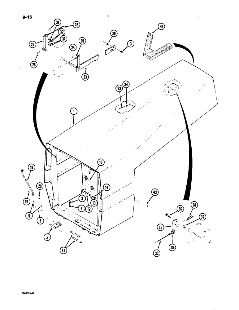 Схема запчастей Case IH 9170 - (9-016) - HOOD (09) - CHASSIS/ATTACHMENTS