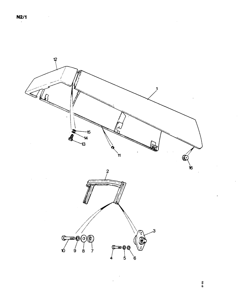 Схема запчастей Case IH 1190 - (N-02[A]) - ENGINE HOOD AND HINGE, FRONT OPENING HOOD (08) - SHEET METAL