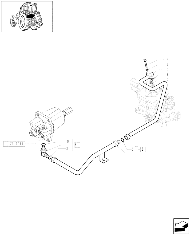 Схема запчастей Case IH MAXXUM 110 - (1.82.1/06[01]) - 2/3/4 CONTROL VALVES CCLS (MDC) - LIFTER, LINES (VAR.332849-334844-335845) (07) - HYDRAULIC SYSTEM