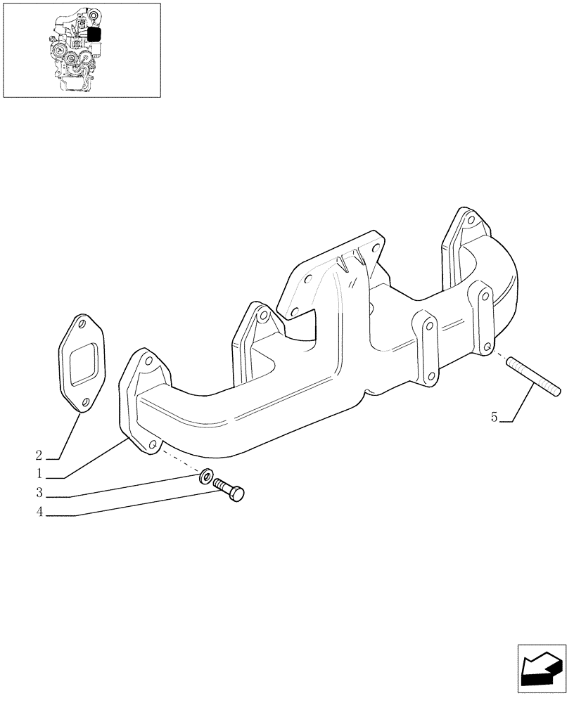 Схема запчастей Case IH JX90 - (0.07.6/03) - EXHAUST MANIFOLD (01) - ENGINE