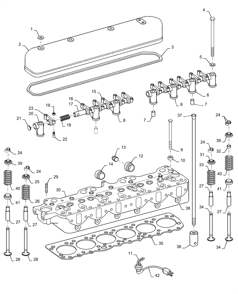 Схема запчастей Case IH 660 - (029) - DIESEL ENGINE, CYLINDER HEAD AND RELATED PARTS (01) - ENGINE