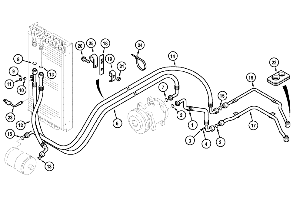 Схема запчастей Case IH MX90C - (02-10) - AIR CONDITIONING PIPES (02) - ENGINE