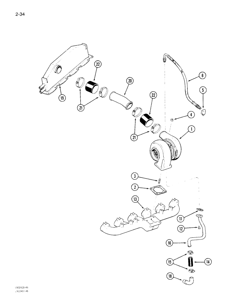 Схема запчастей Case IH 1822 - (2-34) - TURBOCHARGER SYSTEM 6TA-830 ENGINE (01) - ENGINE