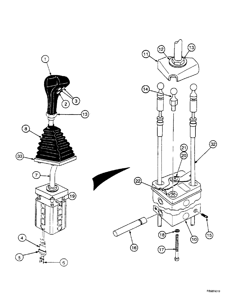 Схема запчастей Case IH L550 - (8-054) - CONTROL ASSEMBLY - 3 FUNCTION (MX80 - MX100C) (08) - HYDRAULICS