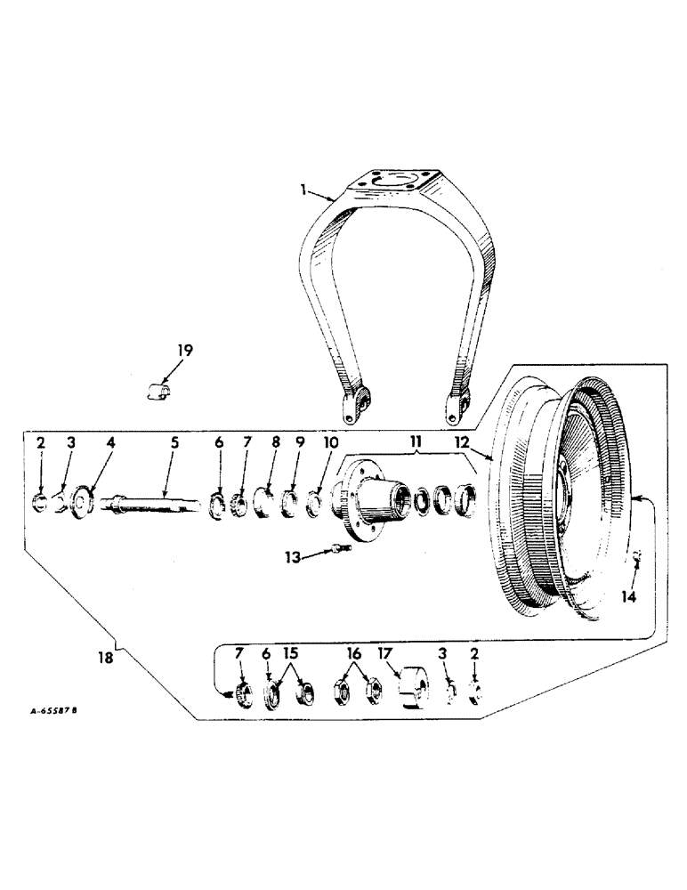 Схема запчастей Case IH 414 - (029) - GUIDE WHEEL (44) - WHEELS