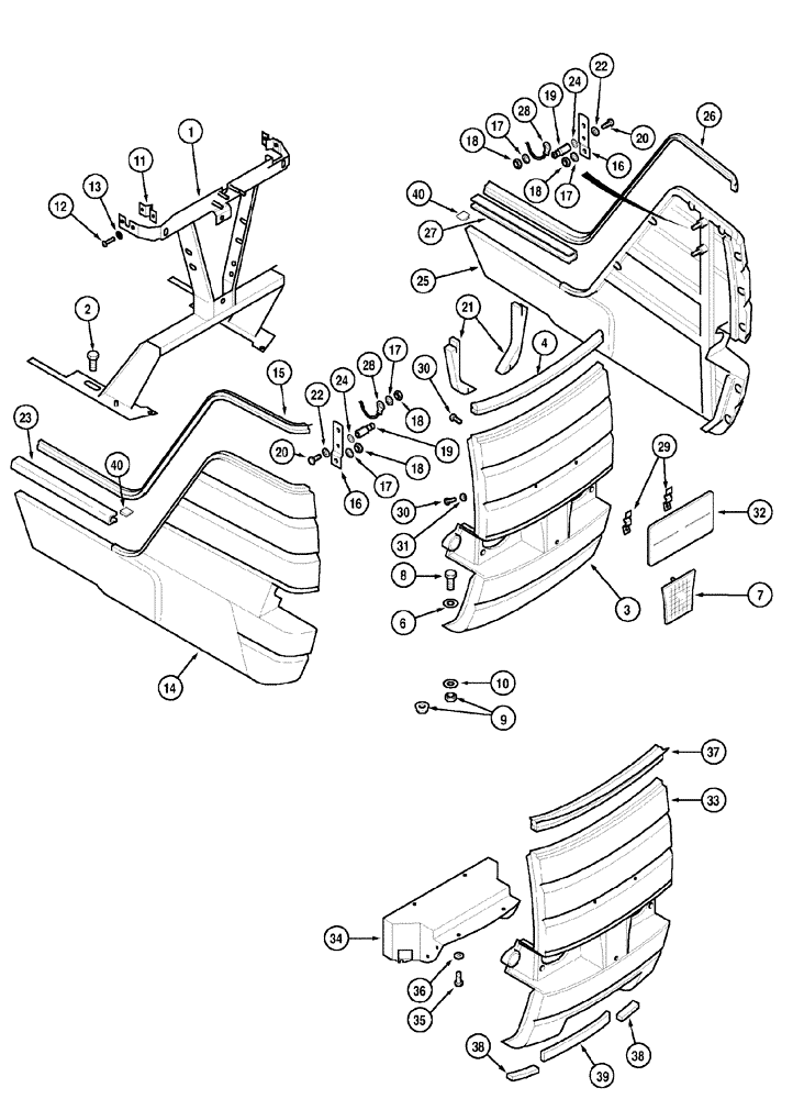 Схема запчастей Case IH MX135 - (09-13) - FRONT GRILLES AND SUPPORT (09) - CHASSIS/ATTACHMENTS