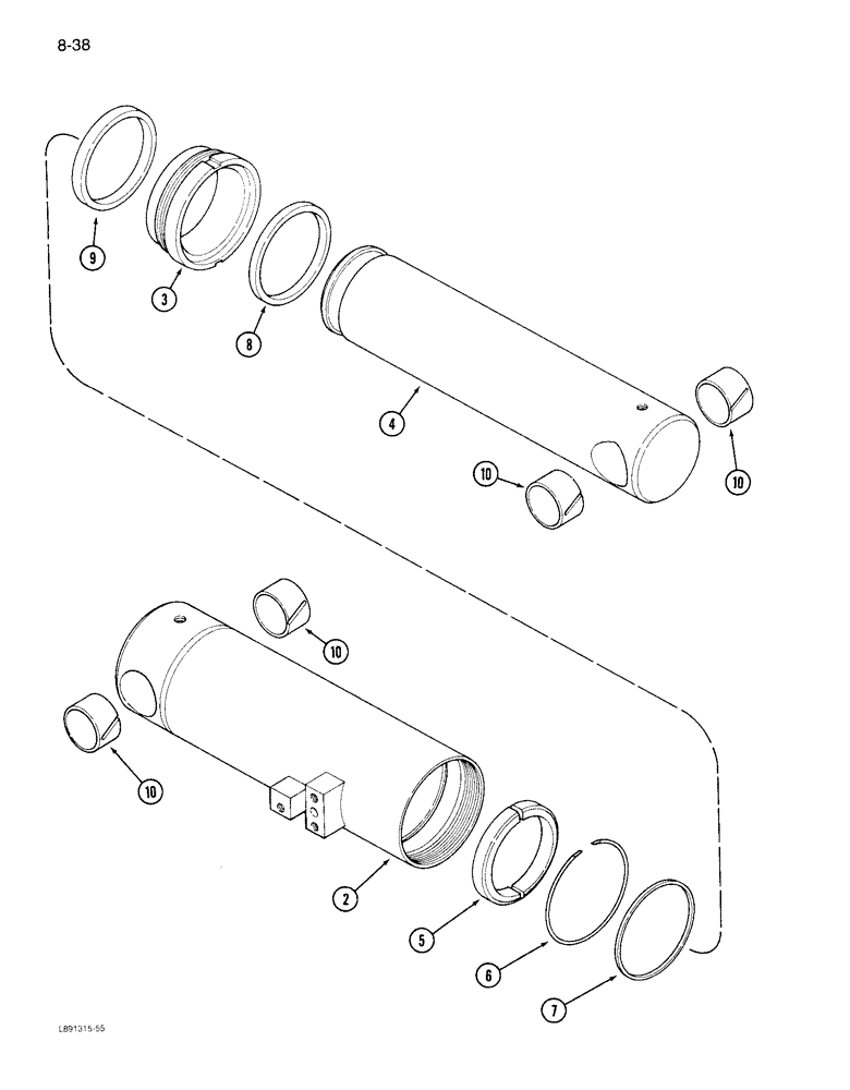 Схема запчастей Case IH 1844 - (8-38) - DRUM LIFT CYLINDER (07) - HYDRAULICS