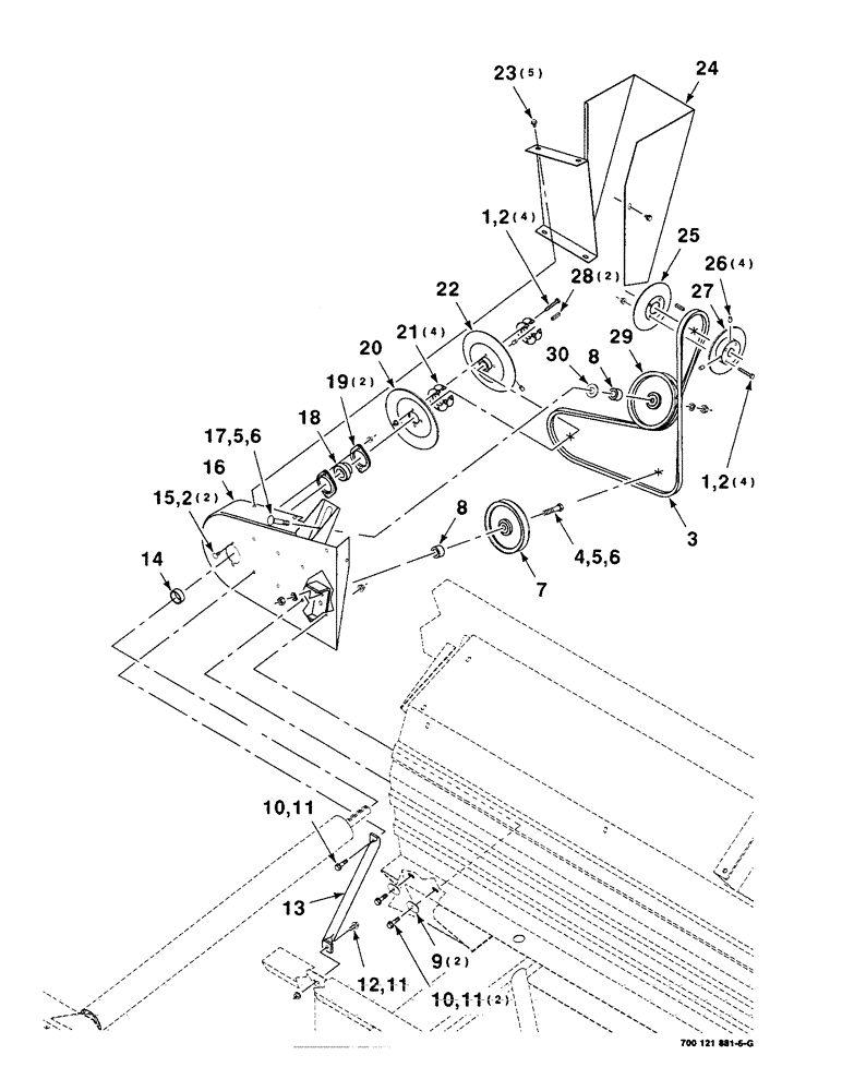 Схема запчастей Case IH 8210 - (5-12) - 30 FOOT DRAPER DRIVE ASSEMBLY, LEFT , SERIAL NUMBER CFH0066001 THRU CFH0066007 (58) - ATTACHMENTS/HEADERS