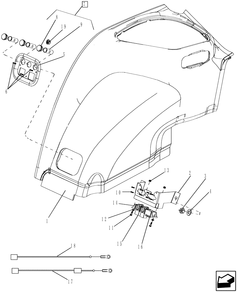 Схема запчастей Case IH MX215 - (04-17A) - POWER OUTLETS - CAB (04) - ELECTRICAL SYSTEMS