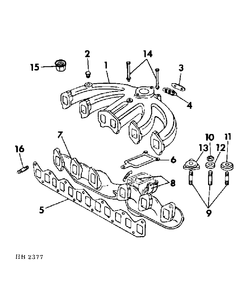 Схема запчастей Case IH 5000 - (12-23) - POWER, HB-225 GAS ENGINE MANIFOLDS Power